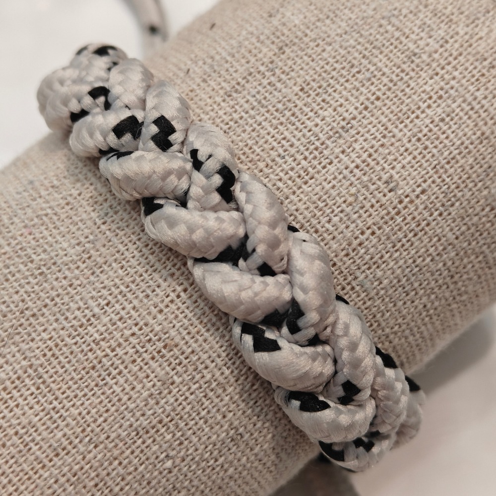 Black White Braided Paracord Bracelet Adjustable Sliding Knot String Gorpcore